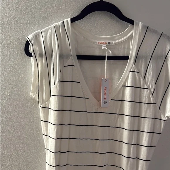 Sundry White and Black Striped Top - Picture 3 of 8